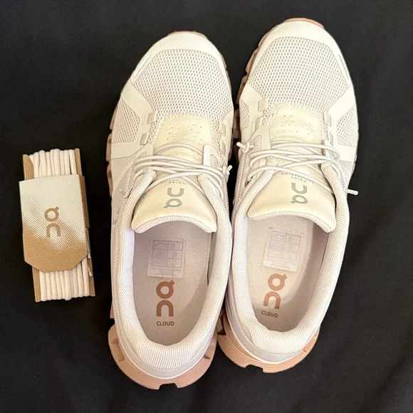 On Cream and Tan Athletic Shoes ON Cloud 5 Sneakers Women’s size 6.5 - Picture 6 of 14